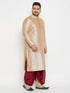 Vastramay Men's Plus Size Gold Zari Weaved Kurta Dhoti Set